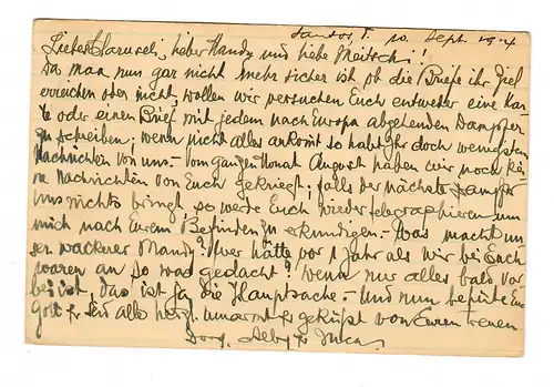 Post card 1914 Santos to Rothrist/Switzerland