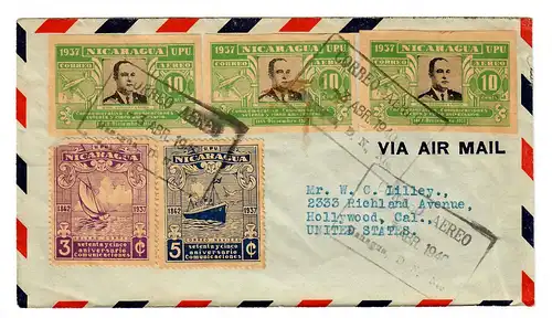 air mail Granada to Hollywood, Cal 1940