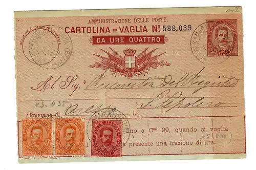 Geldanweisung/Cartolina-Vaglia 1894, Monte St. Maria Tirerina