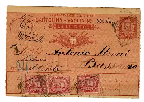 Geldanweisung/Cartolina-Vaglia 1894, Bassano