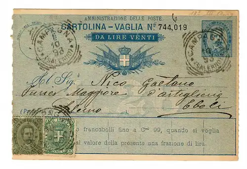 Geldanweisung/Cartolina-Vaglia 1893, Campagna
