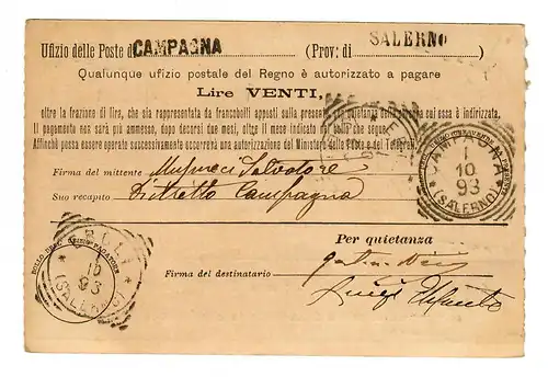 Instruction/Cartolina-Vaglia 1893, Campagna