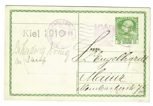 XXI Deutscher Philatelistentag, Karlsbad 1909 nach Mainz