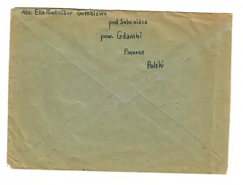 Lettre de Gotebievo/Gdansk 1946 à Zurich