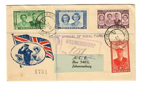 Inscription: Day of Arrival of Royal Family, Bremersdorp après Johannesburg