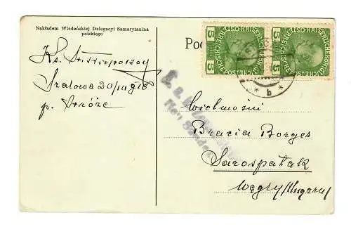 Postkarte Stroze, Neu Sandez nach Saropatak, 1916