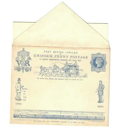 Briefumschlag mit Briefbogen zum Penny Postage Jubilee 1890