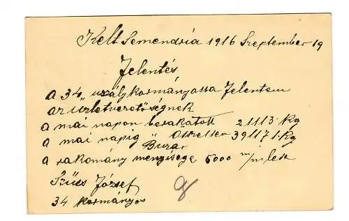 Postkarte KuK Feldpost Smederevo nach Budapest 1916, Zensuriert