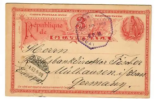 Ganzsache Guatemala 1898/99 nach Mühlhausen/El