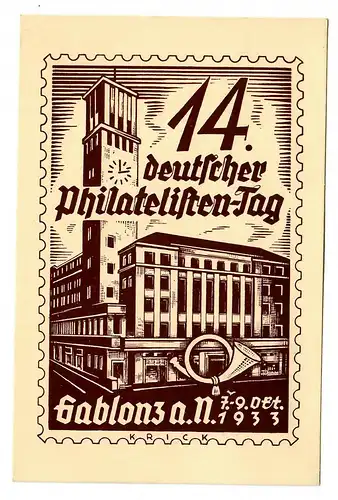 Journée des philatélistes allemandes 1933 Gablonz/Jablonec
