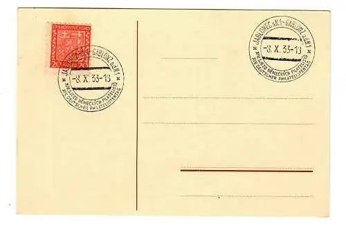 Deutscher Philatelistentag 1933 Gablonz/Jablonec