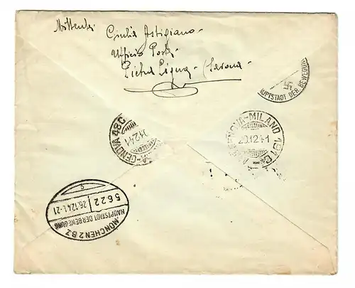 Einschreiben Pietra Ligure 1941 nach München, Zensur