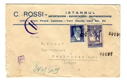 Briefaus Instanbul nach Neuhausen a. Rh. mit Italienischer Zensur