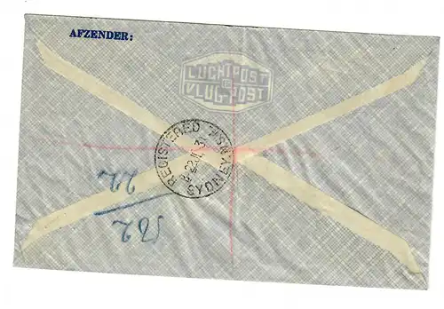 Luftpost Einschreiben Sydney NSW nach Amboina about 1930