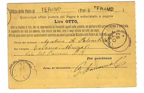 Instruction financière Teramo à Bologne en 1893