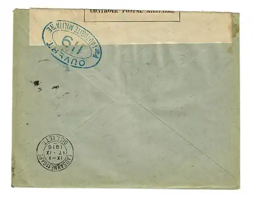 Paris 1916 Maroquinerie/Cépage avec censure à Lausanne
