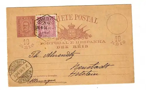 Ganzsache 1895 Lisboa nach Neustadt/Holstein