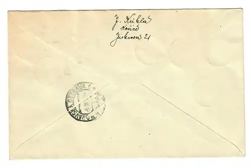 Inscription Kosice, FDC 1925