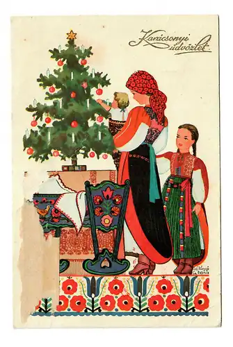 Carte de Noël 1940 Budapest vers Hotel Belle-Vue, NL