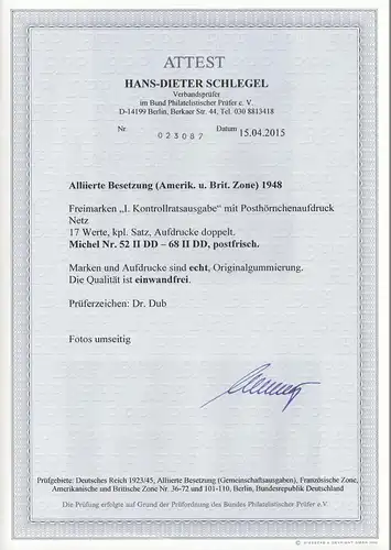 Bizone: Min. 52-68 II DD, frais, ** avec BPP Attest