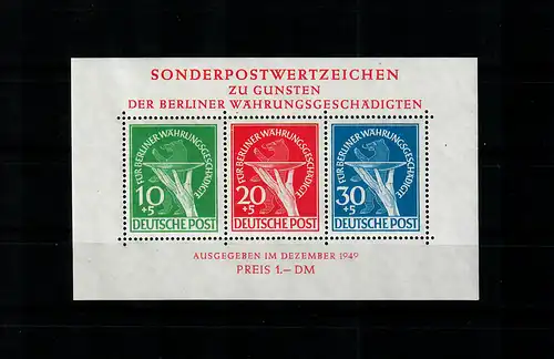 Berlin 1949: MiNr. Block 1 III, post-freeich, **: examen d'authenticité BPP Attest