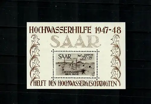 Saarland 1948: Block 1-2 postfrisch, **, Echtheitsnachweis BPP Attest