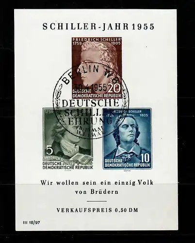 DDR: MiNr. Block 12 XI Plattenfehler IX, gestempelt Ersttag 1955, VPP Befund