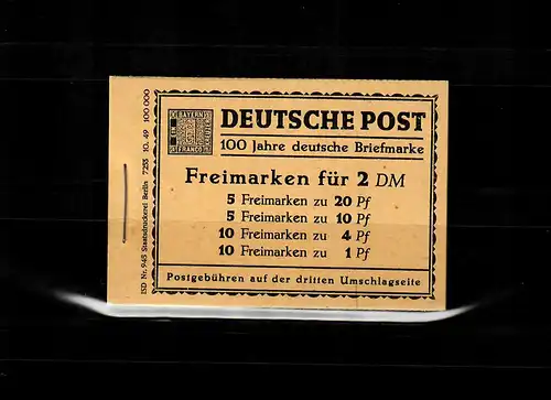 Berlin: Markenheftchen Bund: MH1, postfrisch, **