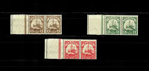 Samoa: MiNr. 20L - 22L, Leerfeld, postfrisch, **, BPP Attest