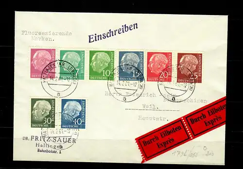 Bund: Eilbotenbrief Haltingen mit Heuss Lumogen nach Weil