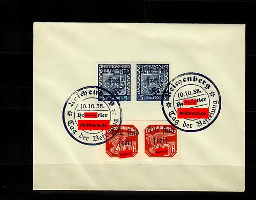 Sudetenland Reichenberg: MiNr. 11/78, gestempelt 1938, Kurzbefund