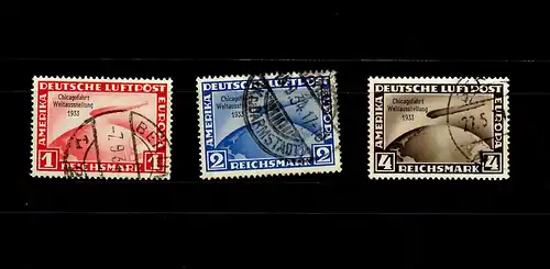 DR: MiNr. 496-498, gestempelt, teils BPP geprüft