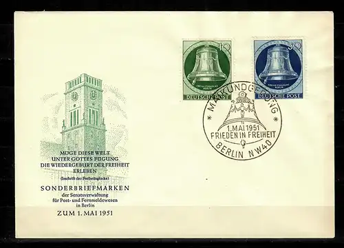 Berlin: Min. 76+78 sur FDC au 1er mai 1951