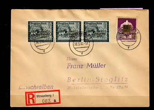 Straussberg: Einschreiben nach Berlin, MiNr. 13 mit PF II