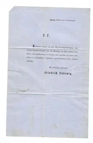 Taxis: MiNr. 36 auf Drucksache aus Kassel, Scherenschnitt