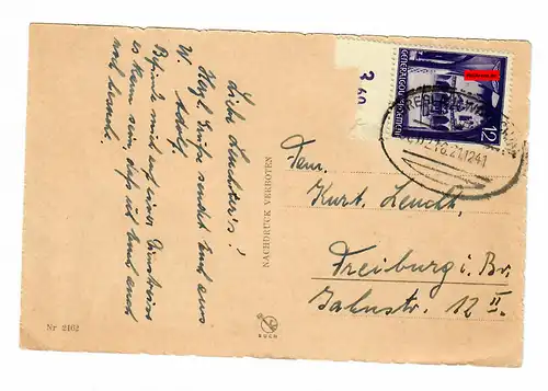 GG Tampon de la poste: AK Varsovie: Wroclaw - Varsovie vers Fribourg