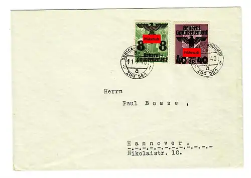 GG Tampon de la poste: Debica - Sandomir, train n° 561a vers Hanovre