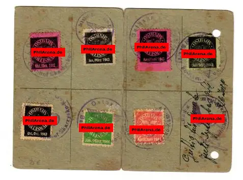 GG Ostbahn: Personenausweis Skarzysko Kamienna 1942, Monatsmarken