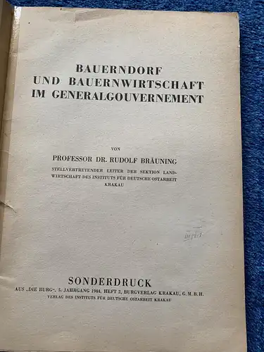 GG: Heft: Bauerndorf und Bauernwirtschaft im GG; 1944