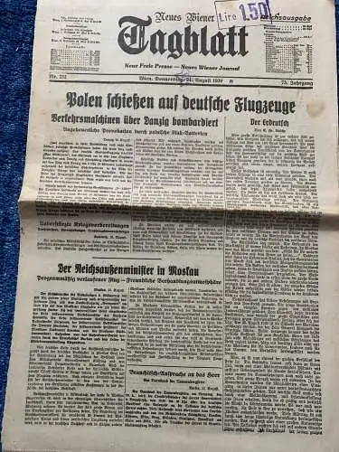 Nouveau journal viennois: 24.8.1939: Peu avant la campagne polonaise