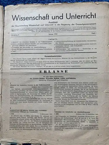 GG: 2x Wissenschaft und Unterricht Januar/Februar 1944