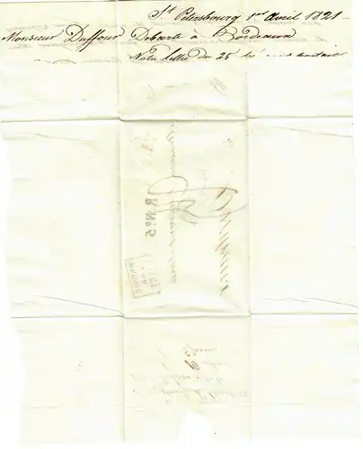 Russie: 1821: Saint-Pétersbourg à Bordeaux