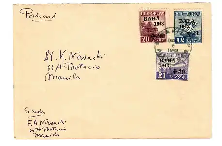 Carte postale de Manille 1943, occupation japonaise