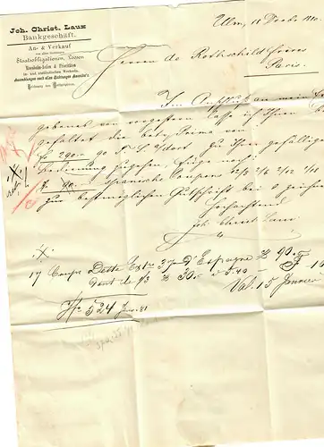 Lettre recommandé Ulm 1880 - Bureau de poste municipal cachet à Paris, contenu