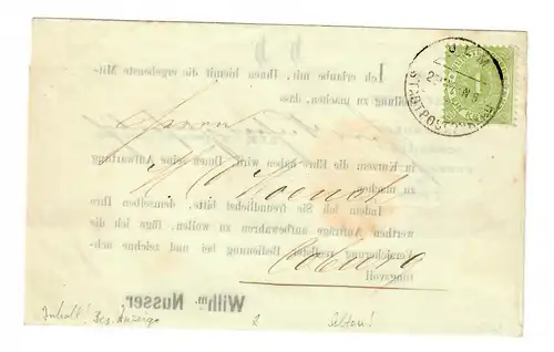 Besuchsanzeige Ulm / Stadtpost 1897 nach Coburg, Emmentaler/Schweizer/Käse