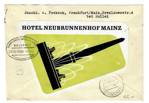 Lettre d'expatriation de Francfort 1957 à Mannheim