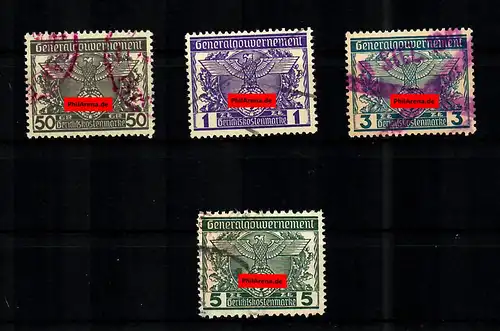 GG: timbres de frais de justice 50/1/3/5 utilisés