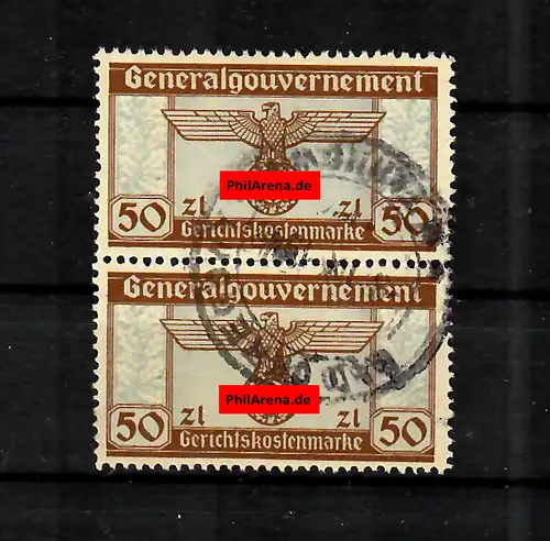 GG: Gerichtskostenmarken 50Zloty im senkrechten Paar, selten