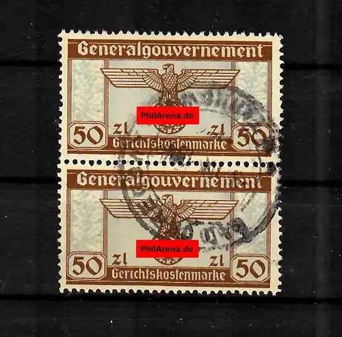 GG: timbres de frais de justice 50Zloty dans la paire verticale, rare