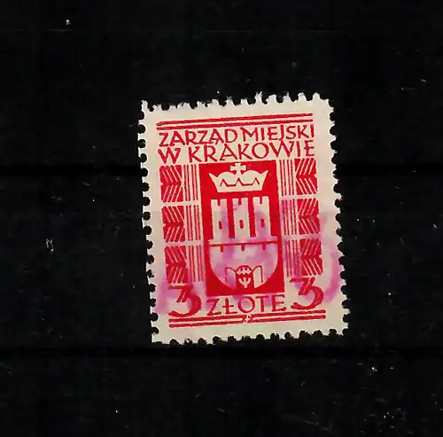 GG: taxe municipale marque Cracovie, d'occasion. 3 Zl